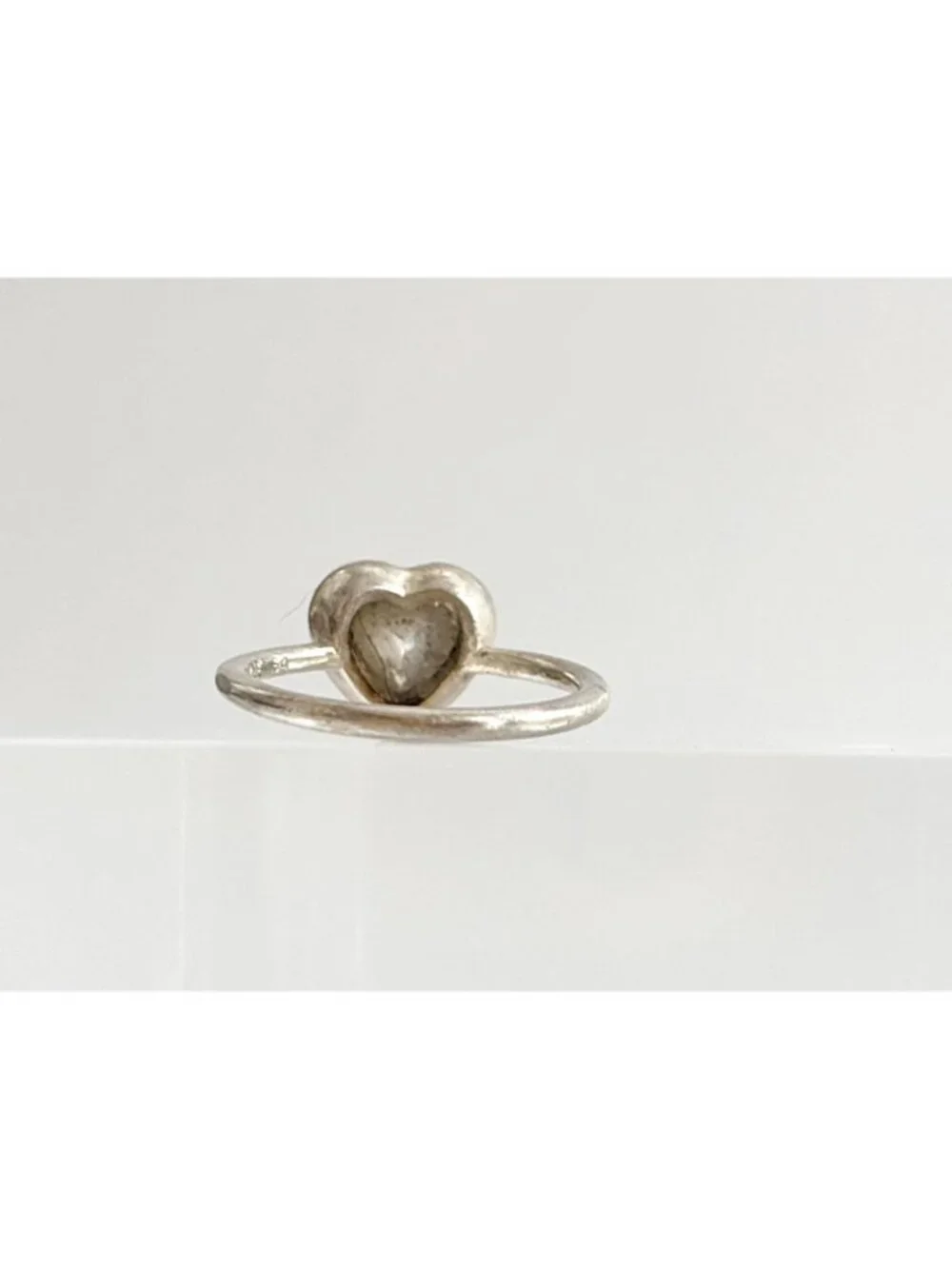 Heart Shaped CZ Gemstone Accented Sterling Silver 925 Vintage Ring - sz 7
